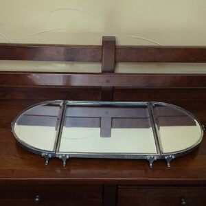 Art Nouveau 3-piece Plateau Mirror For Dresser/Vanity Or Formal Dining Table Top